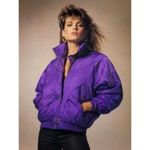 Vintage Descente Purple Ski Jacket Womens 14 Retro 80s‎ 90s Puffer Bomber